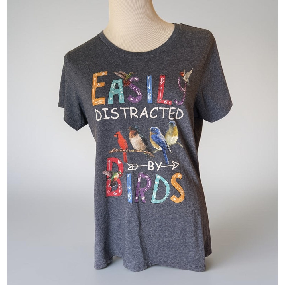 Easily Distracted By Birds T Shirt Cute Bird Watching Lover Gift Tee Shirt